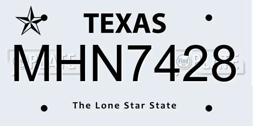 MHN7428 Texas License Plate