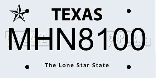 MHN8100 Texas License Plate