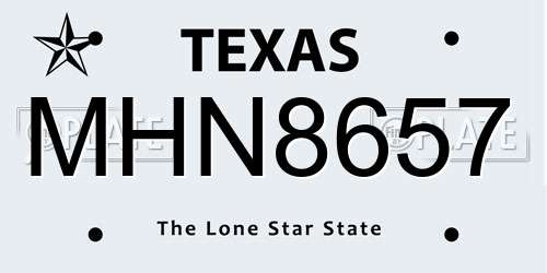 MHN8657 Texas License Plate