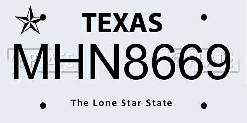 MHN8669 Texas License Plate