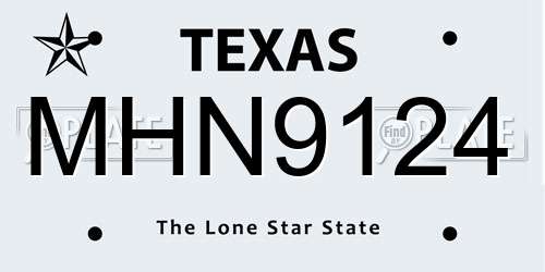 MHN9124 Texas License Plate