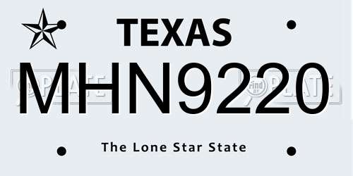 MHN9220 Texas License Plate