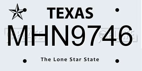 MHN9746 Texas License Plate