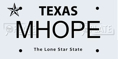 MHOPE Texas License Plate