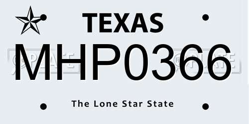 MHP0366 Texas License Plate