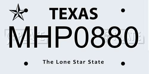 MHP0880 Texas License Plate