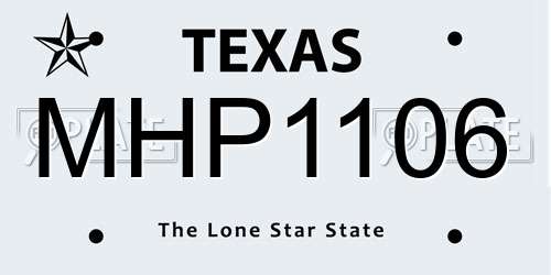 MHP1106 Texas License Plate