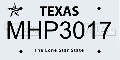 MHP3017 Texas License Plate