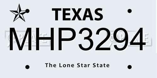 MHP3294 Texas License Plate