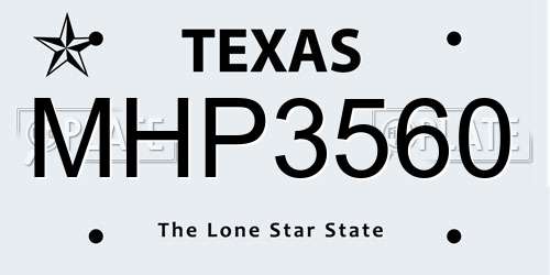 MHP3560 Texas License Plate