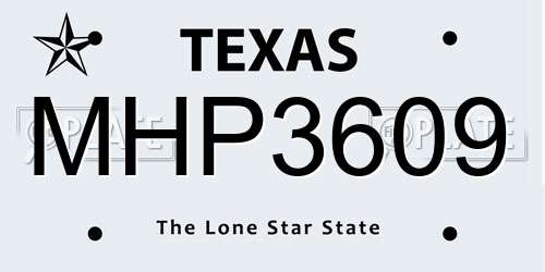 MHP3609 Texas License Plate