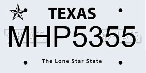 MHP5355 Texas License Plate