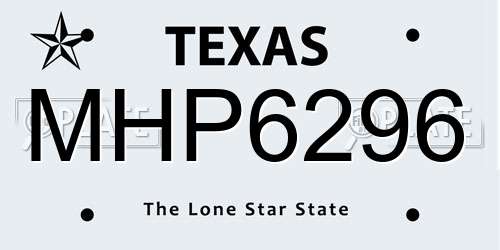 MHP6296 Texas License Plate