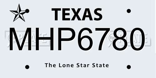 MHP6780 Texas License Plate
