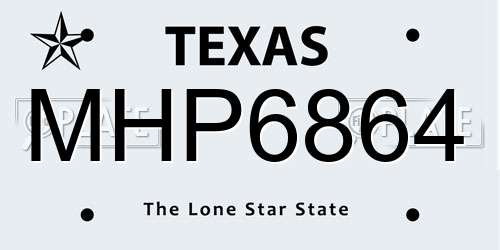 MHP6864 Texas License Plate