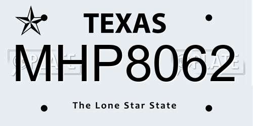 MHP8062 Texas License Plate