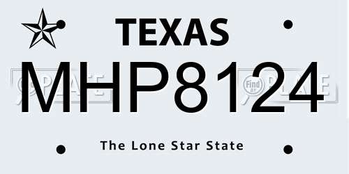 MHP8124 Texas License Plate