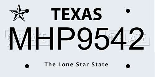MHP9542 Texas License Plate