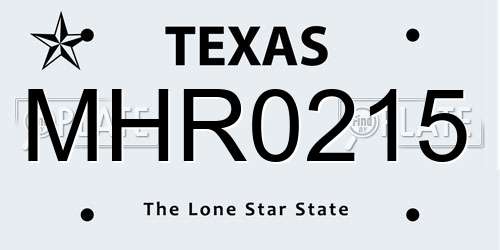 MHR0215 Texas License Plate