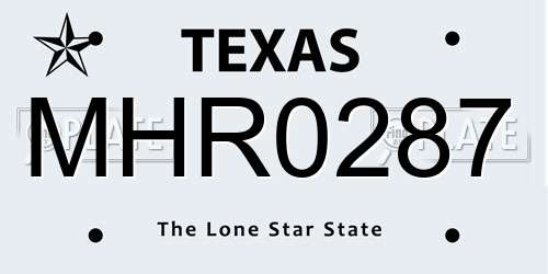MHR0287 Texas License Plate