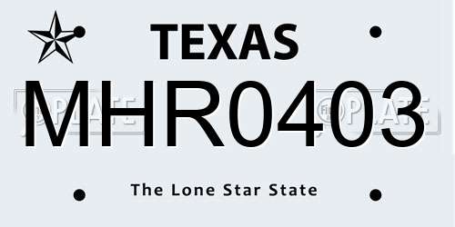 MHR0403 Texas License Plate