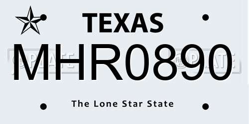 MHR0890 Texas License Plate