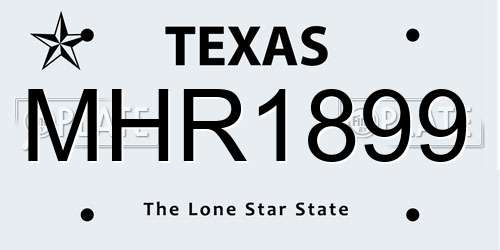MHR1899 Texas License Plate