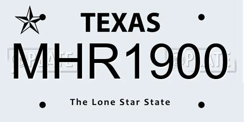 MHR1900 Texas License Plate