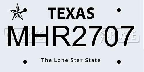MHR2707 Texas License Plate