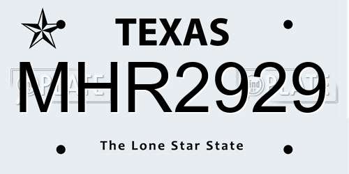MHR2929 Texas License Plate