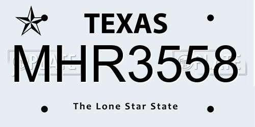 MHR3558 Texas License Plate