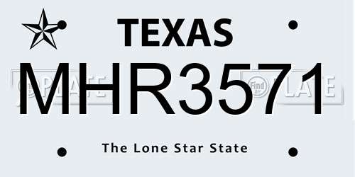 MHR3571 Texas License Plate
