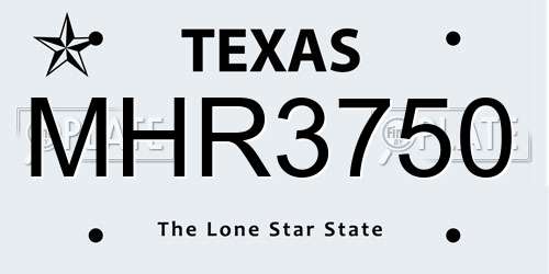 MHR3750 Texas License Plate