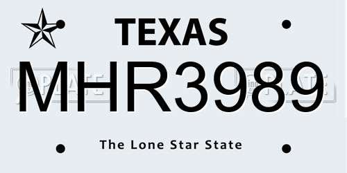 MHR3989 Texas License Plate