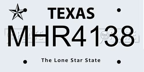 MHR4138 Texas License Plate