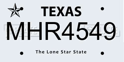 MHR4549 Texas License Plate