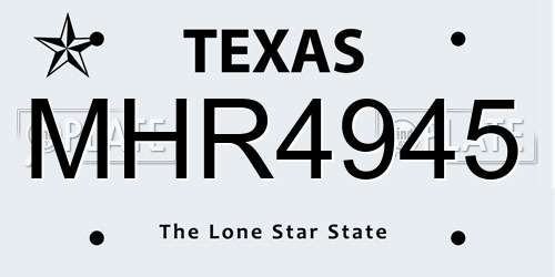 MHR4945 Texas License Plate