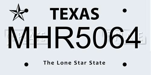 MHR5064 Texas License Plate