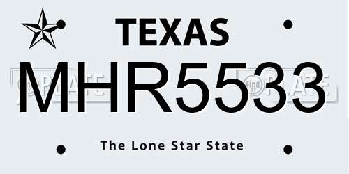 MHR5533 Texas License Plate