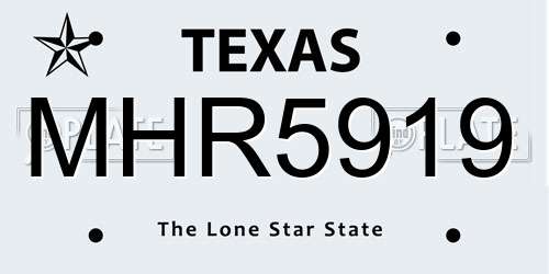 MHR5919 Texas License Plate