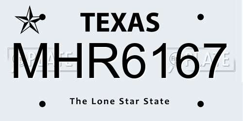 MHR6167 Texas License Plate