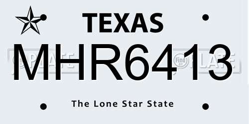 MHR6413 Texas License Plate