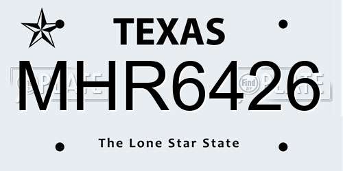 MHR6426 Texas License Plate