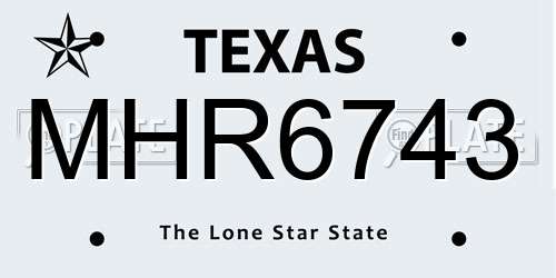 MHR6743 Texas License Plate