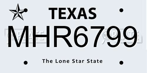 MHR6799 Texas License Plate
