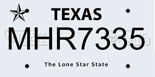 MHR7335 Texas License Plate