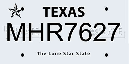 MHR7627 Texas License Plate