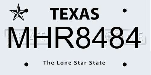 MHR8484 Texas License Plate