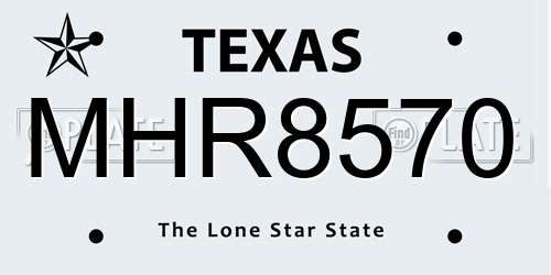 MHR8570 Texas License Plate