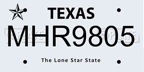 MHR9805 Texas License Plate
